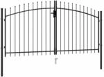 vidaXL Zauntor Doppelfl&uuml;gel mit Speerspitzen Stahl 3 x 1,5 m Schwarz 146028