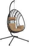 vidaXL H&auml;ngesessel Ei-Design mit St&auml;nder Taupe Rattan und Stahl 2152742