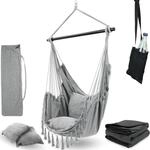 deluxe4home H&auml;ngesessel mit 2 Kissen B&uuml;cherfach und Kuscheldecke