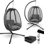 deluxe4home H&auml;ngesessel mit Gestell Indoor & Outdoor Inklusive Kuscheldecke