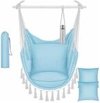 KESSER H&auml;ngesessel Safari Gr&ouml;&szlig;e XXL inkl. Kissen Bis 150 kg Farbe Blau Wei&szlig;