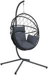 vidaXL H&auml;ngesessel Ei-Design mit St&auml;nder Anthrazit Rattan und Stahl 2104730