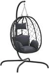 vidaXL H&auml;ngesessel Ei mit Kissen Anthrazit Poly Rattan & Stahl 1629488