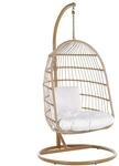 Beliani H&auml;ngesessel Naturfarben Beige Weiss 102x102x200