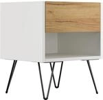 Posseik Nachttisch-Set Industrial B Stehend 40 cm Wei&szlig; Eiche Front 2-teilig
