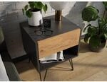 Posseik Nachttisch-Set Industrial B Stehend 40 cm Grafit Eiche Front 2-teilig
