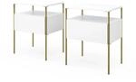 Vicco Nachttisch Mira Wei&szlig; Gold 40 x 50 2er Set