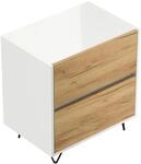 Posseik Nachttisch Industrial A 2 Schubladen 60 cm Wei&szlig; Eiche Front
