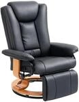 HOMCOM Relaxsessel Kunstleder Holzwerkstoff Schwarz 78L x 88B x 103H cm