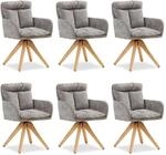 Homestyle4u 6er Set Polsterst&uuml;hle Drehbar in Grau 2853