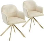 Tectake Samt Drehstuhl Lona Gepolstert Mit Durchgehender Lehne 2Er Set 59 x 56 x 81