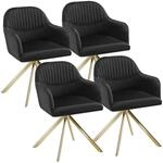 Tectake Samt Drehstuhl Lona Gepolstert Mit Durchgehender Lehne 4Er Set 59 x 56 x 81