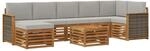 vidaXL Outdoor-Sofagarnitur mit Kissen 7 Stk Natur und Hellgrau 3384647