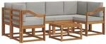 vidaXL Outdoor-Sofagarnitur mit Kissen 7-Tlg Natur und Hellgrau 3366094