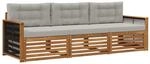 vidaXL Outdoor-Sofagarnitur mit Kissen 3 Stk Natur und Hellgrau 3382964