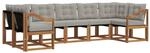 vidaXL Outdoor-Sofagarnitur mit Kissen 7-Tlg Natur und Hellgrau 3369034