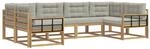 vidaXL Outdoor-Sofagarnitur mit Kissen 6 Stk Wei&szlig; und Hellgrau 3386945