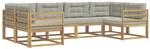 vidaXL Outdoor-Sofagarnitur mit Kissen 6 Stk Wei&szlig; und Hellgrau 3386920