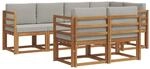 vidaXL Outdoor-Sofagarnitur mit Kissen 7-Tlg Natur und Hellgrau 3366519