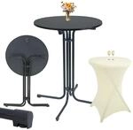 TRUTZHOLM Set Stehtisch Klappbar Durchmesser 80 cm Anthrazit Und Husse...