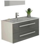 Jet-Line Badset Rapperswil 90cm Grau Hochglanz Waschbecken und Unterschrank