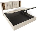 okwish Polsterbett 160x200cm mit USB C Stauraum Schlafzimmer Natur Leinen mit