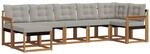 vidaXL Outdoor-Sofagarnitur mit Kissen 7-Tlg Natur und Hellgrau 3368874