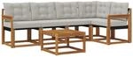 vidaXL Outdoor-Sofagarnitur mit Kissen 6-Tlg Natur und Hellgrau 3368682