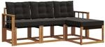 vidaXL Outdoor-Sofagarnitur mit Kissen 4-Tlg Natur und Schwarz 3368551