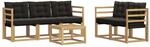 vidaXL Outdoor-Sofagarnitur mit Kissen 6-Tlg Wei&szlig; und Schwarz 3389202