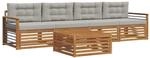 vidaXL Outdoor-Sofagarnitur mit Kissen 5-Tlg Natur und Hellgrau 3372991