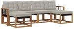 vidaXL Outdoor-Sofagarnitur mit Kissen 6-Tlg Natur und Hellgrau 3368934