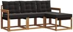 vidaXL Outdoor-Sofagarnitur mit Kissen 4-Tlg Natur und Schwarz 3368539