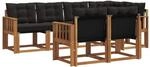 vidaXL Outdoor-Sofagarnitur mit Kissen 7-Tlg Natur und Schwarz 3368759