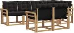 vidaXL Outdoor-Sofagarnitur mit Kissen 7-Tlg Wei&szlig; und Schwarz 3389574