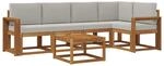 vidaXL Outdoor-Sofagarnitur mit Kissen 6 Stk Natur und Hellgrau 3366434