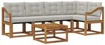 vidaXL Outdoor-Sofagarnitur mit Kissen 6-Tlg Natur und Hellgrau 3368698