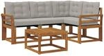 vidaXL Outdoor-Sofagarnitur mit Kissen 5-Tlg Natur und Hellgrau 3368642