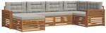 vidaXL Outdoor-Sofagarnitur mit Kissen 18-Tlg Natur und Hellgrau 3373746