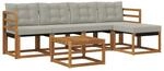 vidaXL Outdoor-Sofagarnitur mit Kissen 6-Tlg Natur und Hellgrau 3368582