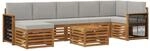 vidaXL Outdoor-Sofagarnitur mit Kissen 7 Stk Natur und Hellgrau 3384652