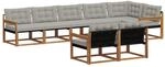 vidaXL Outdoor-Sofagarnitur mit Kissen 8-Tlg Natur und Hellgrau 3369570