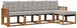 vidaXL Outdoor-Sofagarnitur mit Kissen 5-Tlg Natur und Hellgrau 3368566