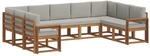 vidaXL Outdoor-Sofagarnitur mit Kissen 9-Tlg Natur und Hellgrau 3366989