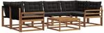 vidaXL Outdoor-Sofagarnitur mit Kissen 7-Tlg Natur und Schwarz 3369243