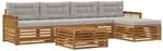 vidaXL Outdoor-Sofagarnitur mit Kissen 6 Stk Natur und Hellgrau 3383269