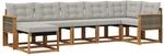 vidaXL Outdoor-Sofagarnitur mit Kissen 7 Stk Natur und Hellgrau 3382091