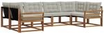 vidaXL Outdoor-Sofagarnitur mit Kissen 6-Tlg Natur und Hellgrau 3369794