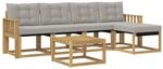 vidaXL Outdoor-Sofagarnitur mit Kissen 6-Tlg Wei&szlig; und Hellgrau 3389401
