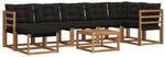 vidaXL Outdoor-Sofagarnitur mit Kissen 8-Tlg Natur und Schwarz 3368895